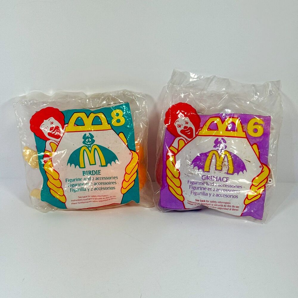 1995 McDonald's Birdie and Grimace Halloween Happy Meal Toys Set of 2 NIB